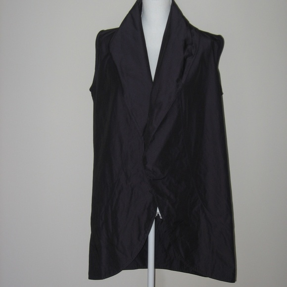 BRYN WALKER Gray Poly Shawl Collar Open Front Vest - Picture 1 of 6